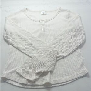 Abercrombie Kids White Long Sleeve Henley Top